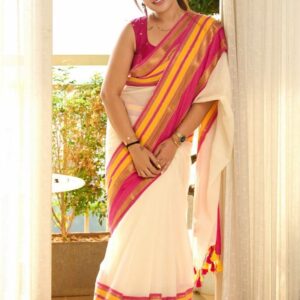 🌿 Premium 120 Count Mulmul Cotton Saree with Running Blouse 🌿