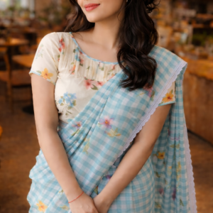 🌸 Elegant Mul Cotton Saree with Digital Print & Lace Border 🌸