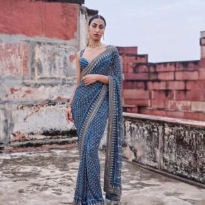 Elegant Soft Fox Georgette Saree with Katdana & Real Mirror Work