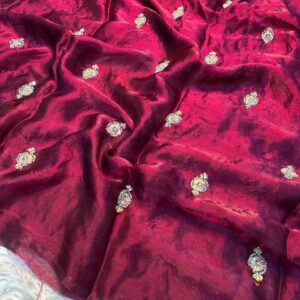 Fendy Satin / Space Silk All-Over Butti Work Saree with Running Blouse
