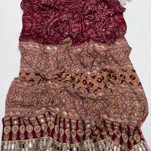 Ajrakh Satin Viscose Silk Saree with Designer Print