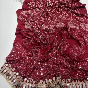 Pure Satin Silk Saree with Designer Mirror Work