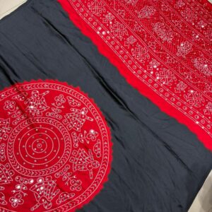 Semi Modal Silk Saree with Original Mirror Work ✨