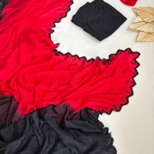 Soft Viscose Chinon Saree with Cutdana Handwork