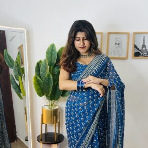 ✨ Elegant Soft Fox Georgette Saree with Katdana & Real Mirror Work ✨