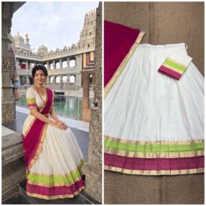 ✨ Kanchi Cotton Inspired Cotton-Silk Mix Semi-Stitched Dhawani Set ♥️