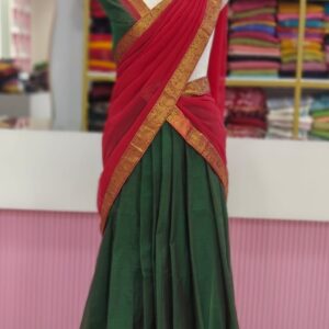 Premium Kanchi Cotton Dhawani Set | Timeless Traditional Elegance