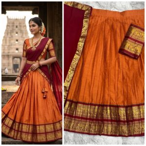 ✨ Kanchi Cotton Inspired Cotton-Silk Mix Semi-Stitched Dhawani Set ♥️