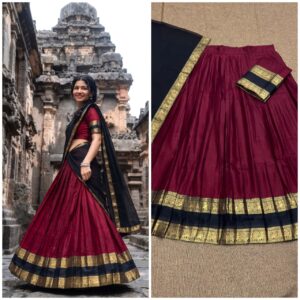 ✨ Kanchi Cotton Inspired Cotton-Silk Mix Semi-Stitched Dhawani Set ♥️