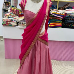 ✨ Kanchi Cotton Inspired Cotton-Silk Mix Semi-Stitched Dhawani Set ♥️