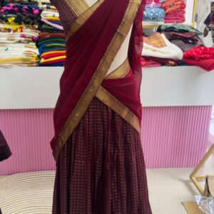 ✨ Kanchi Cotton Inspired Cotton-Silk Mix Semi-Stitched Dhawani Set ♥️