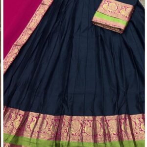 ✨ Kanchi Cotton Inspired Cotton-Silk Mix Semi-Stitched Dhawani Set ♥️