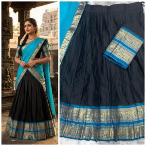 ✨ Kanchi Cotton Inspired Cotton-Silk Mix Semi-Stitched Dhawani Set ♥️