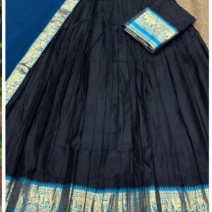✨ Kanchi Cotton Inspired Cotton-Silk Mix Semi-Stitched Dhawani Set ♥️