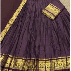 ✨ Kanchi Cotton Inspired Cotton-Silk Mix Semi-Stitched Dhawani Set ♥️