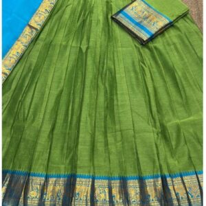 ✨ Kanchi Cotton Inspired Cotton-Silk Mix Semi-Stitched Dhawani Set ♥️