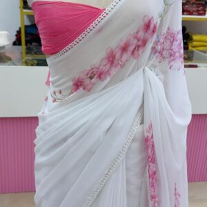 🌸 Premium Viscose Georgette Saree 🩷