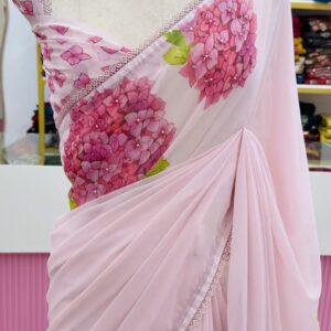 🌸 Premium Viscose Georgette Saree 🩷