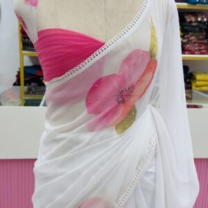 🌸 Premium Viscose Georgette Saree 🩷
