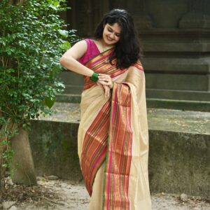 Premium Kanchi Border 120 Count Mul Cotton Saree