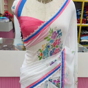 🌸 Premium Viscose Georgette Saree with Floral Prints 🌸 - Copy